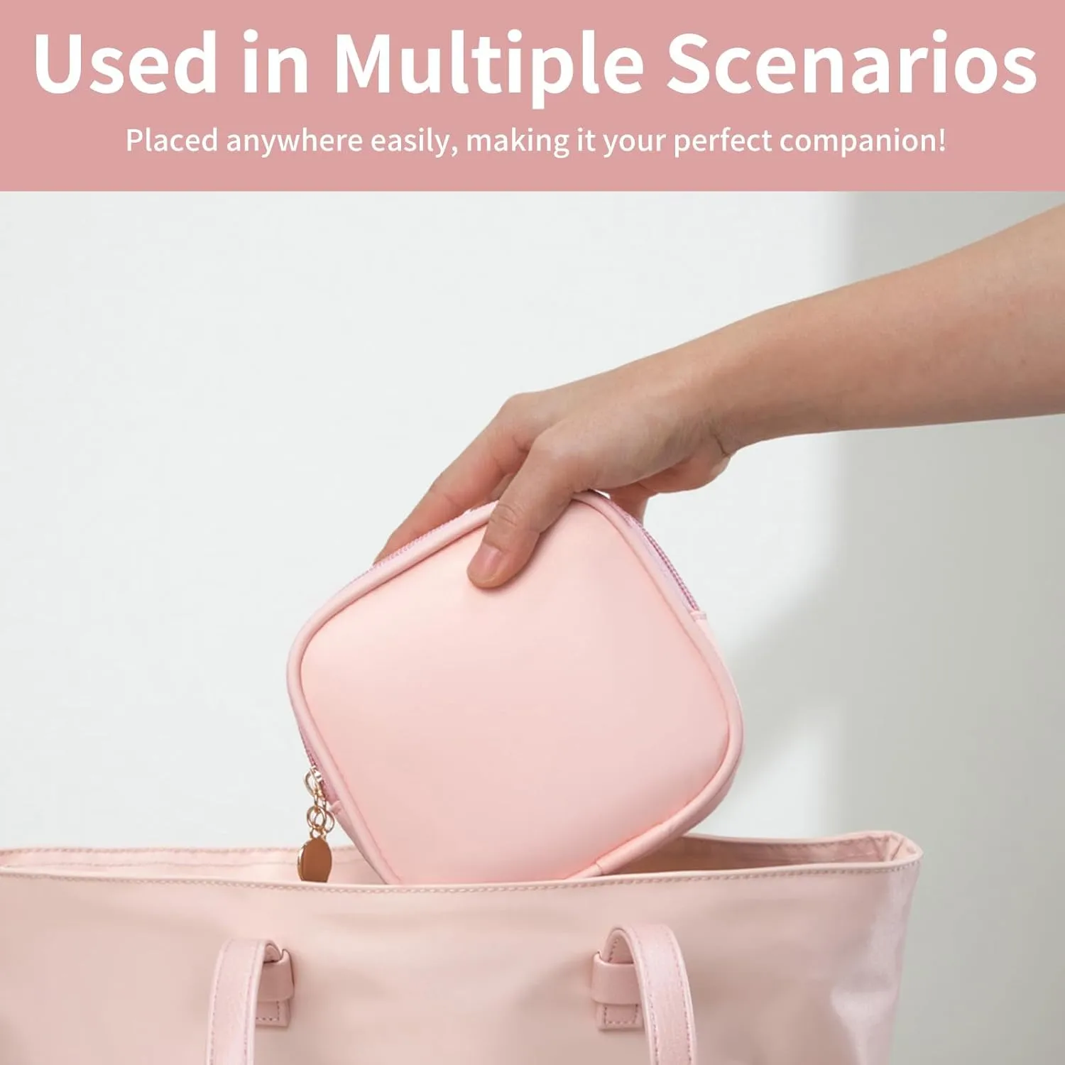 Small Makeup Pouch, Double Zipper Cosmetic Bag, Travel Makeup Bag, Cute Makeup Bag for Purse, Mini Toiletry Bag (pink)