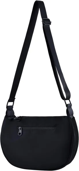 Small Sling Crossbody Bag for Women Men Fashion, Adjustable Strap Crescent Bag, Lightweight Nylon Bag. Large capacity casual sling bag, shoulder bag for daily work travel shoulder bagBlack 