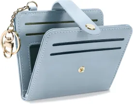 Small Wallets Woman RFID Blocking Leather Credit Card Holder - with ID Window - Card Wallets for Women - with Zipper Coin Purse - Keychain Wallet