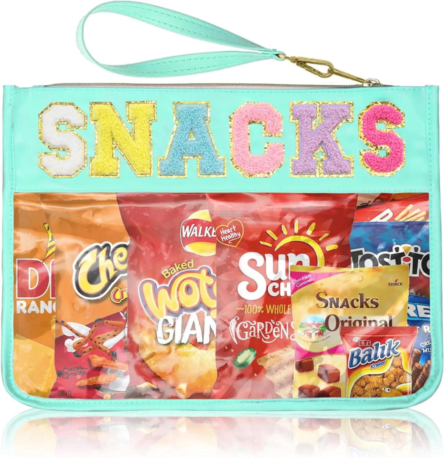 Snack Bags Pouch Travel Makeup Bag Chenille Letter Bags for Zipper Pouch Clear Cosmetic Bag Tote Bag Makeup Travel Bag for Women