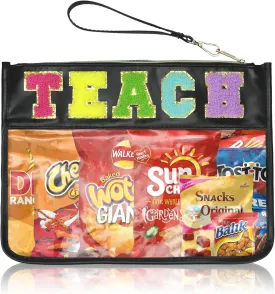 Snack Bags Pouch Travel Makeup Bag Chenille Letter Bags for Zipper Pouch Clear Cosmetic Bag Tote Bag Makeup Travel Bag for Women