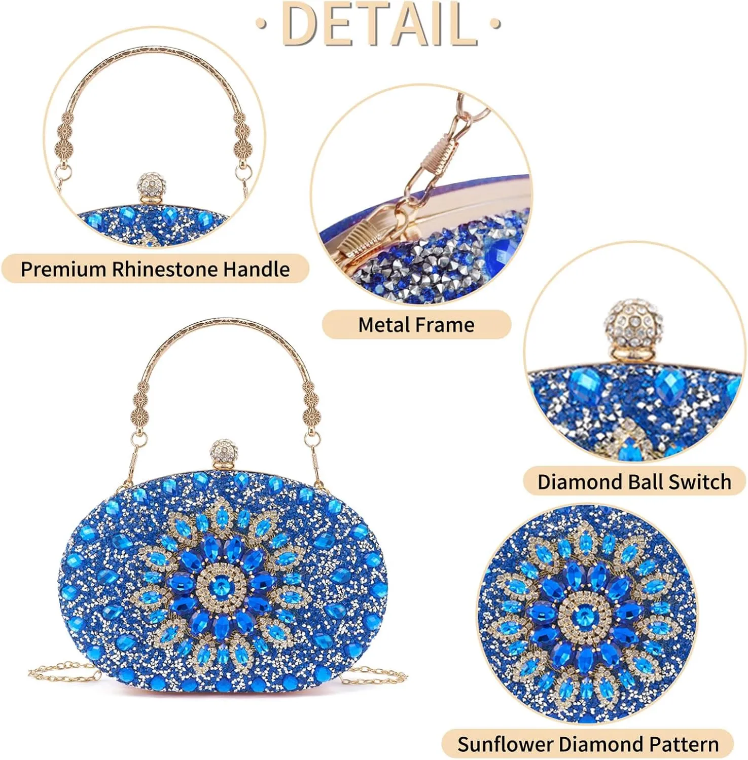 Sparkly Women's Evening Clutch Purses Rhinestone Bag Luxury Handbags For Weddings Formal Prom Party