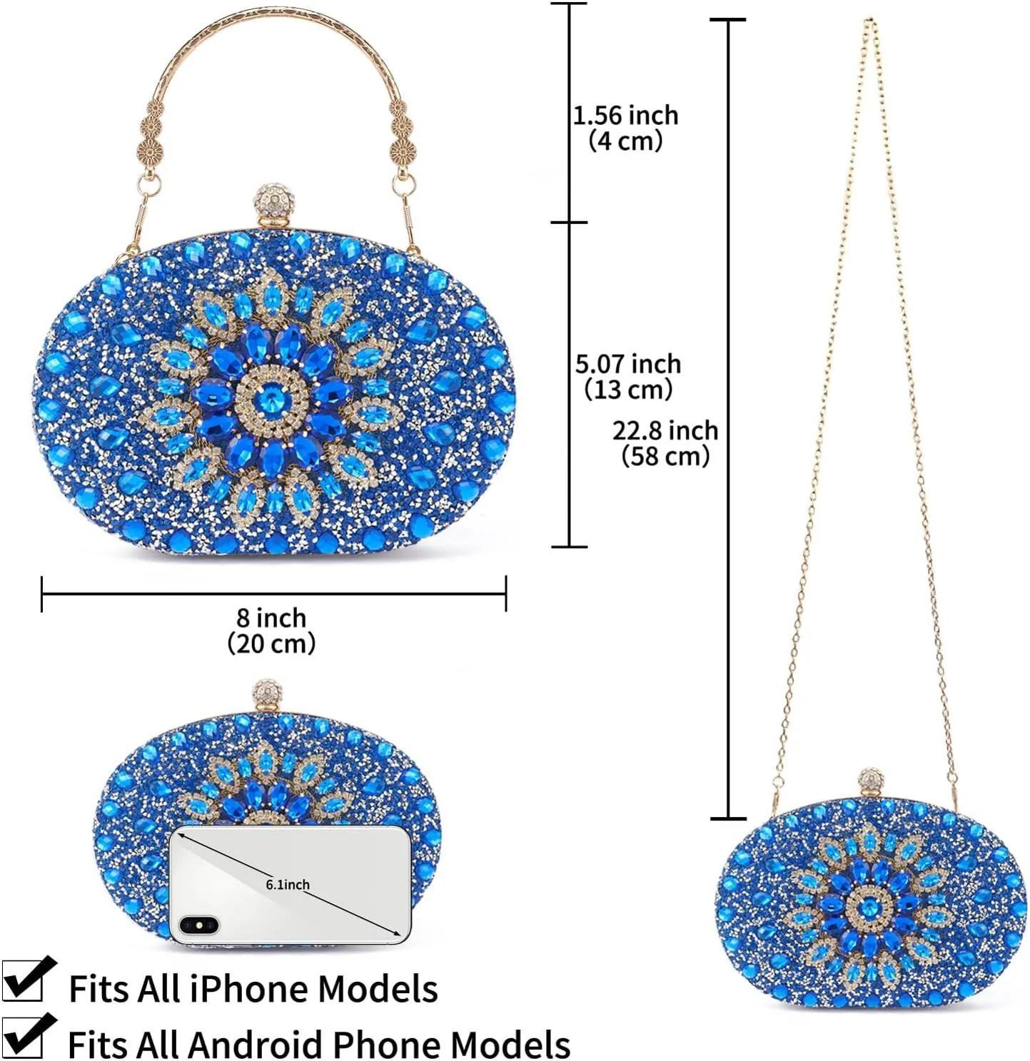 Sparkly Women's Evening Clutch Purses Rhinestone Bag Luxury Handbags For Weddings Formal Prom Party