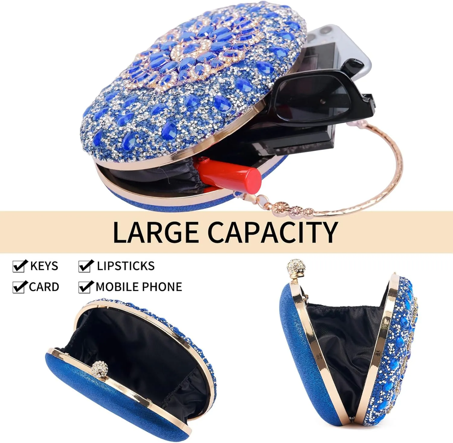 Sparkly Women's Evening Clutch Purses Rhinestone Bag Luxury Handbags For Weddings Formal Prom Party
