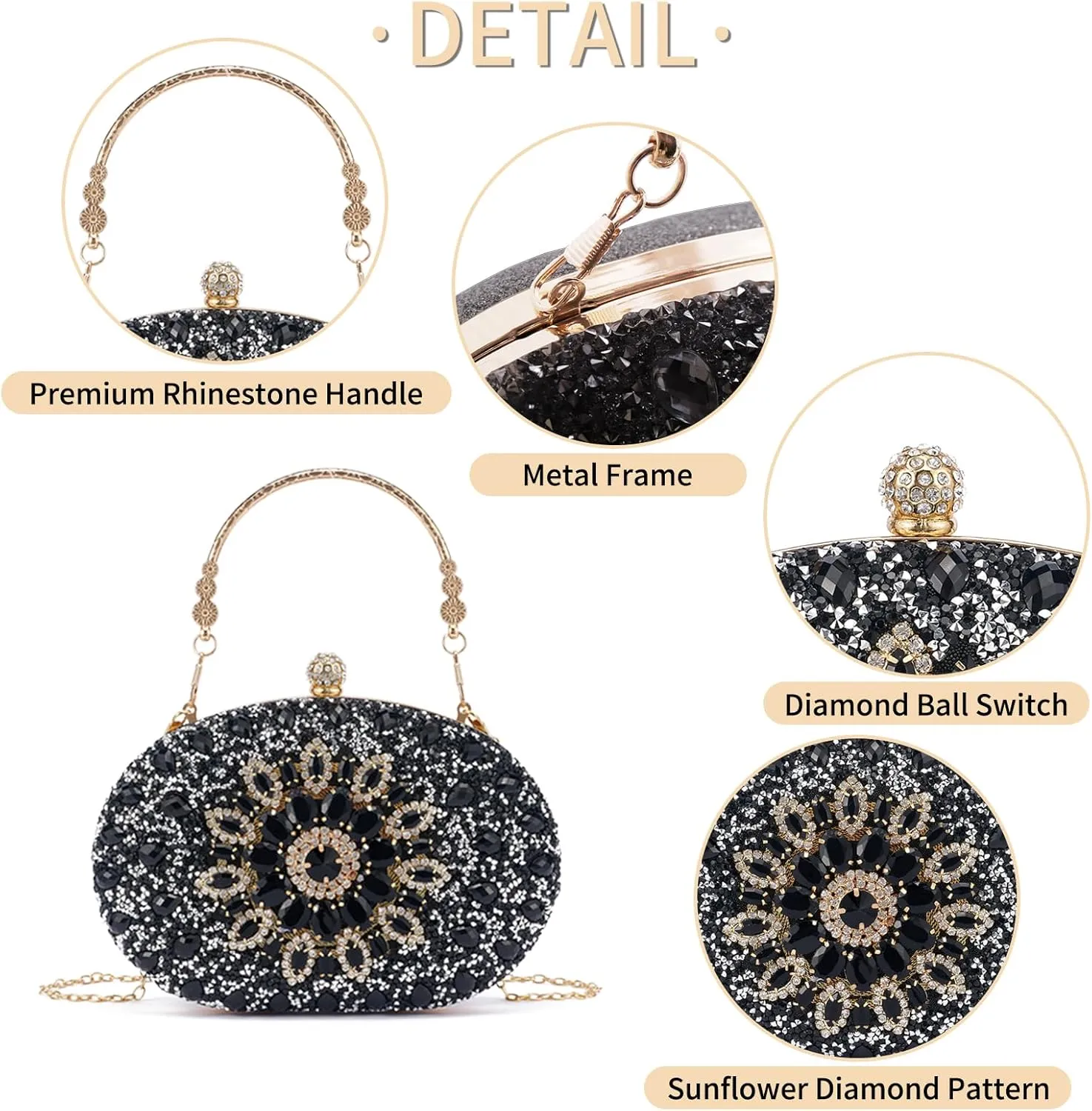 Sparkly Women's Evening Clutch Purses Rhinestone Bag Luxury Handbags For Weddings Formal Prom Party