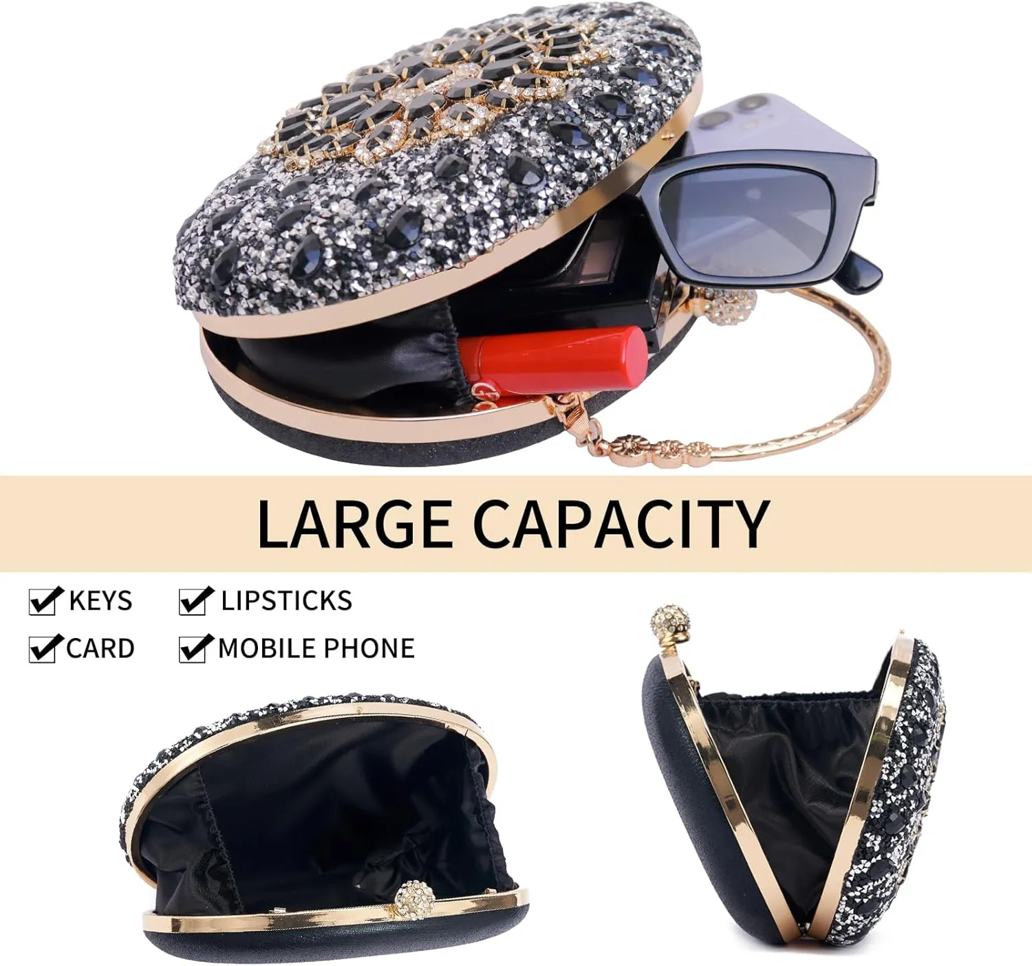 Sparkly Women's Evening Clutch Purses Rhinestone Bag Luxury Handbags For Weddings Formal Prom Party