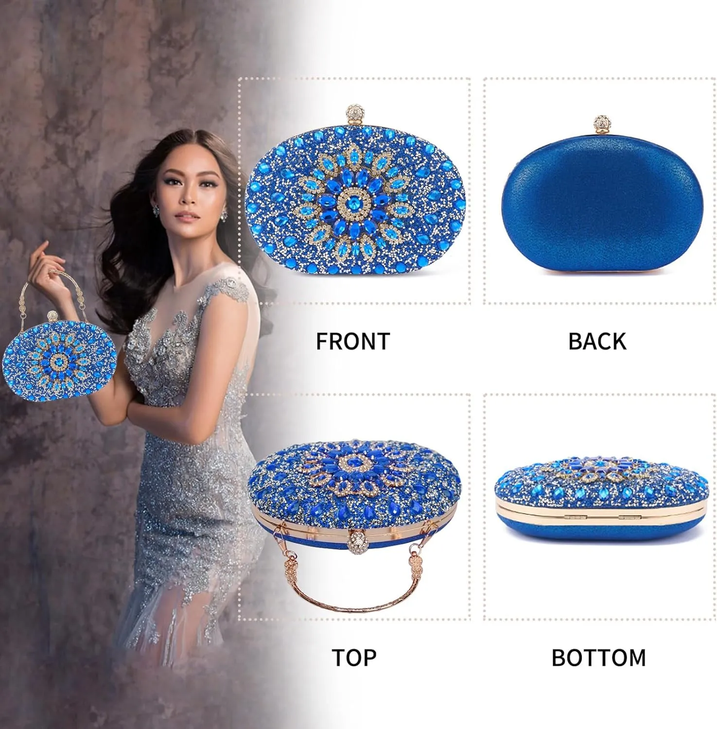 Sparkly Women's Evening Clutch Purses Rhinestone Bag Luxury Handbags For Weddings Formal Prom Party
