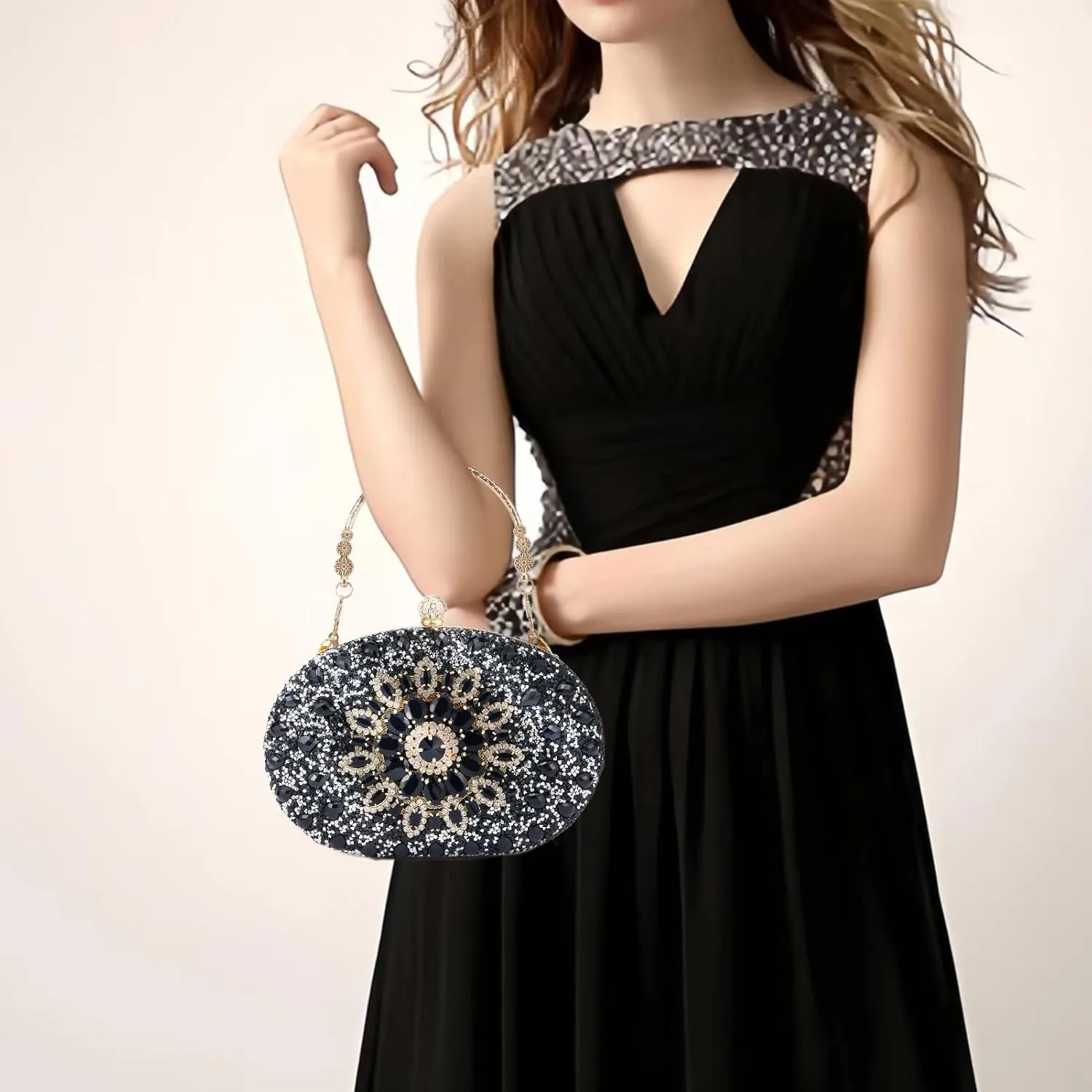 Sparkly Women's Evening Clutch Purses Rhinestone Bag Luxury Handbags For Weddings Formal Prom Party