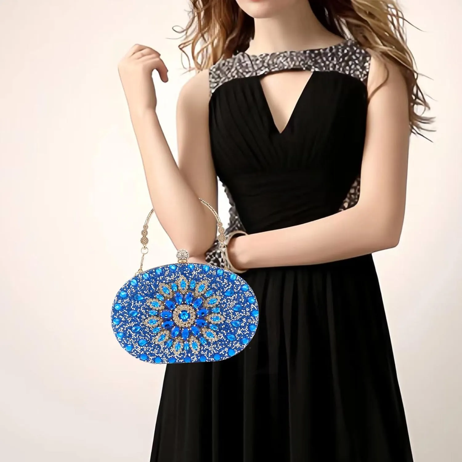 Sparkly Women's Evening Clutch Purses Rhinestone Bag Luxury Handbags For Weddings Formal Prom Party