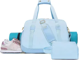 Sports Gym Bag for Women, Travel Duffle Bag with Shoe Compartment & Wet Pocket, Fitness Yoga Bag Weekender Overnight Bag Small
