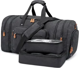 Sucipi Duffle Bag for Men Canvas Travel Duffel Bag 43L Overnight Carry on Bag with Shoe Compartment Weekender Bag with Toiletry Bag for Airplanes