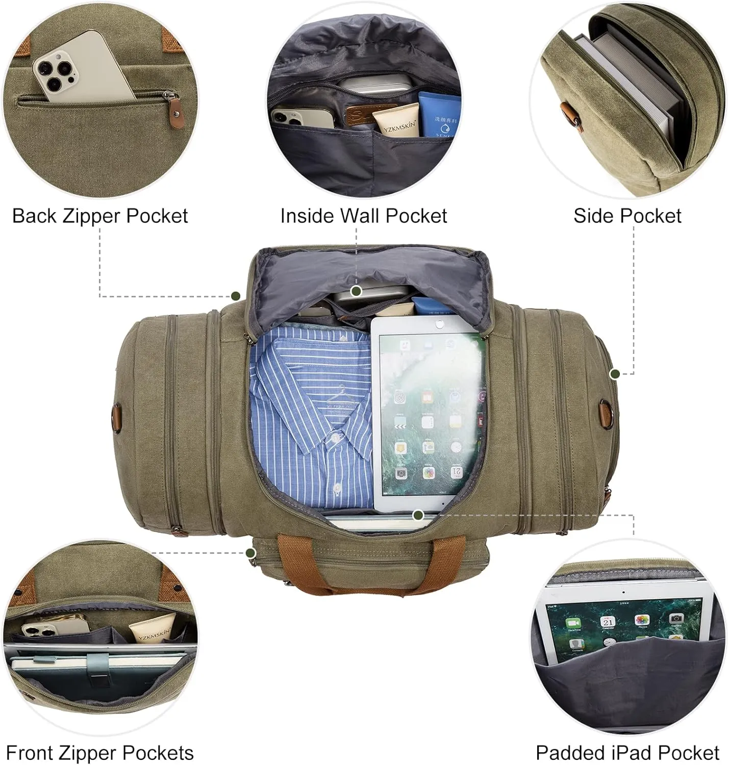 Sucipi Duffle Bag for Men Overnight Carry on Bag with Shoe Compartment for Travel Weekender Duffel Bag with Toiletry Bag for Airplanes