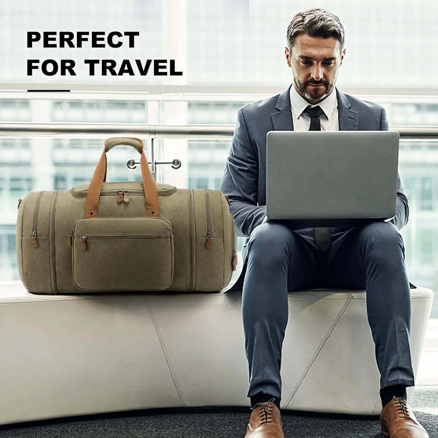Sucipi Duffle Bag for Men Overnight Carry on Bag with Shoe Compartment for Travel Weekender Duffel Bag with Toiletry Bag for Airplanes