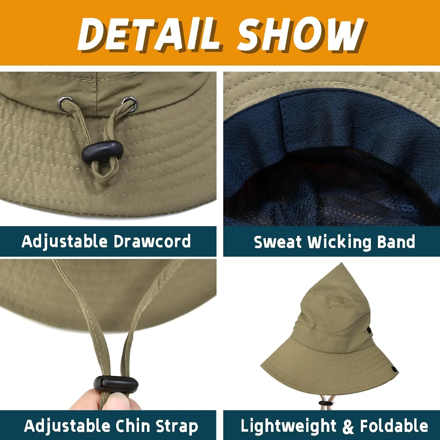 Sun Hats for Men Women Fishing Hat UPF 50  Quick Dry Foldable Bucket Hat Adjustable Safari Hat for Beach Hiking