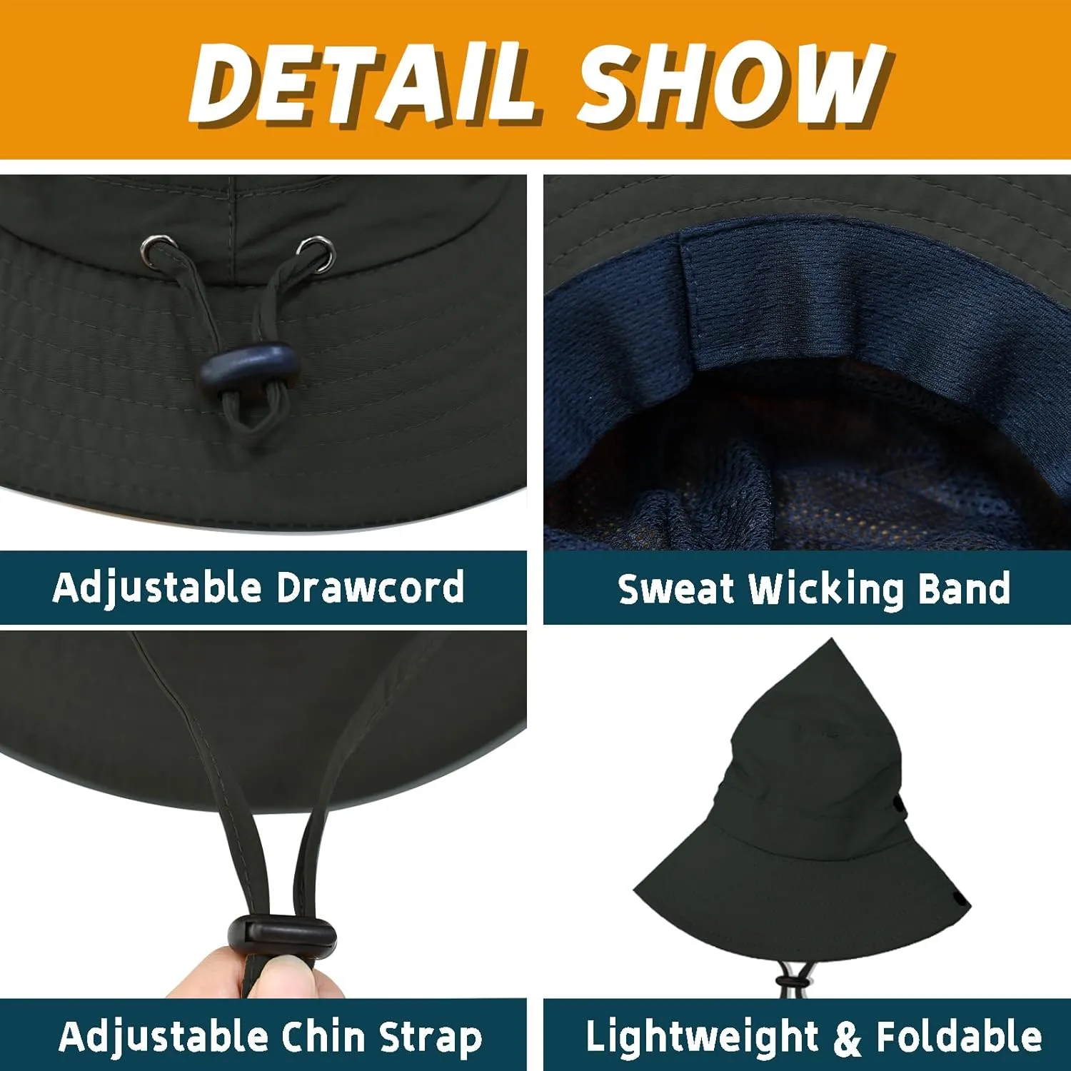 Sun Hats for Men Women Fishing Hat UPF 50  Quick Dry Foldable Bucket Hat Adjustable Safari Hat for Beach Hiking