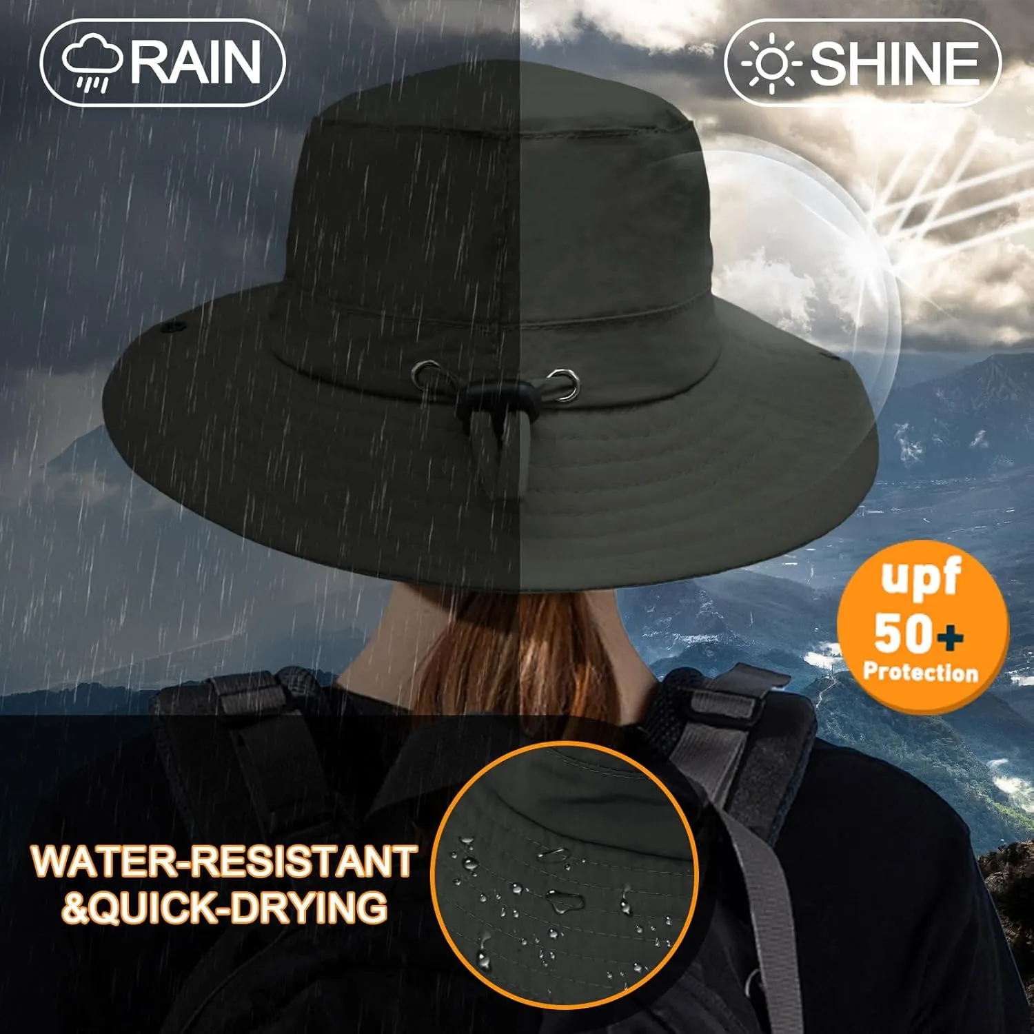 Sun Hats for Men Women Fishing Hat UPF 50  Quick Dry Foldable Bucket Hat Adjustable Safari Hat for Beach Hiking
