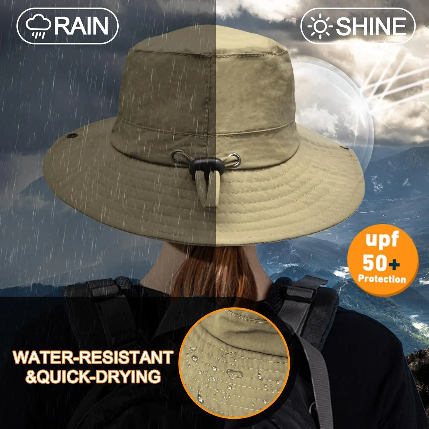 Sun Hats for Men Women Fishing Hat UPF 50  Quick Dry Foldable Bucket Hat Adjustable Safari Hat for Beach Hiking