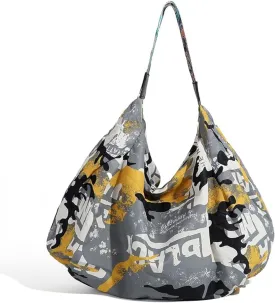 Tote Bag for Women, Nylon Tote Bag With Zipper, Large Capacity Foldable Shoulder Bag for Trval Work Gym Shopping