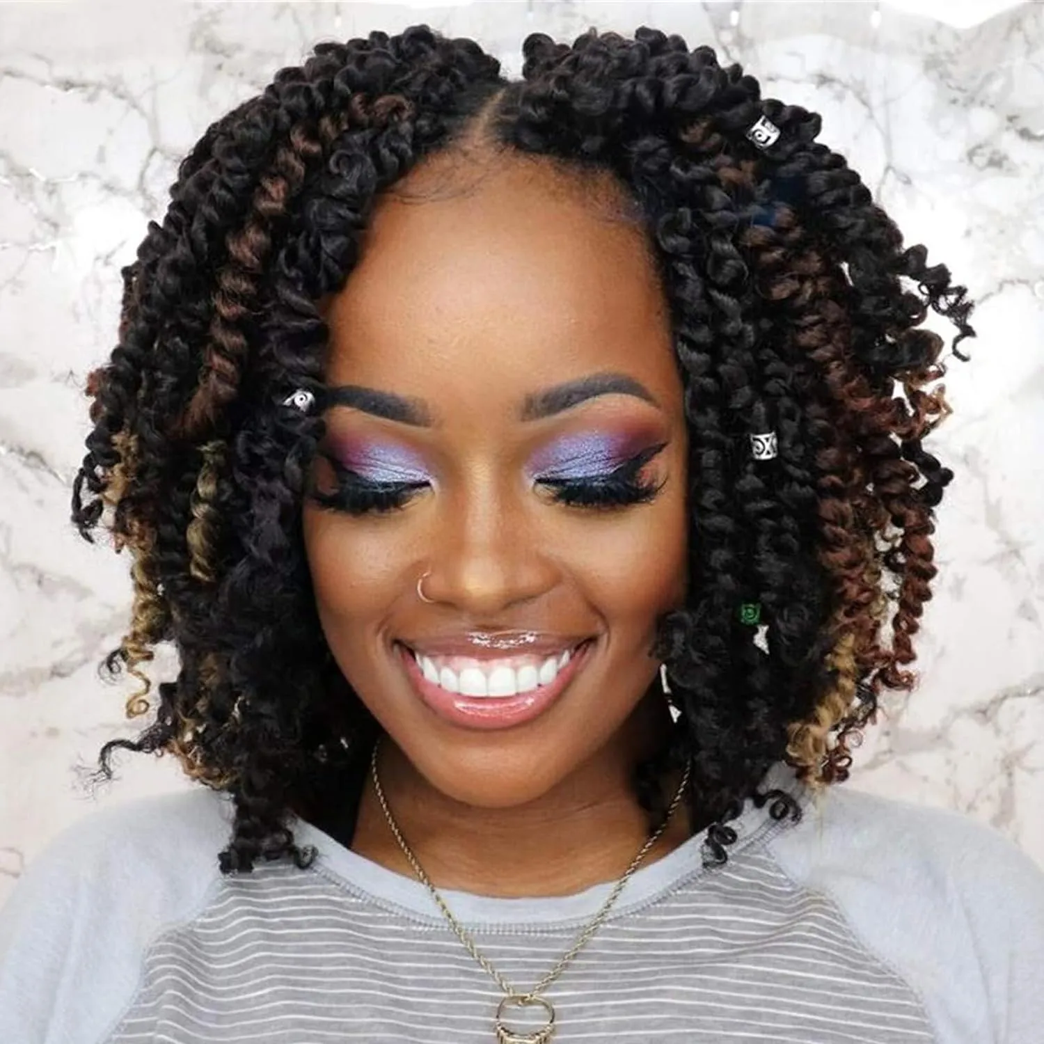 ToyoTress Tiana Passion Twist Hair - 14 Inch Combo Packs(1B-6P T27-1P-T30-1P) Passion Twist Crochet Hair, Pre-Looped Pre-Twisted Synthetic Braiding Hair Extension (14 Inch, 1B-6P T27 T30-1P)