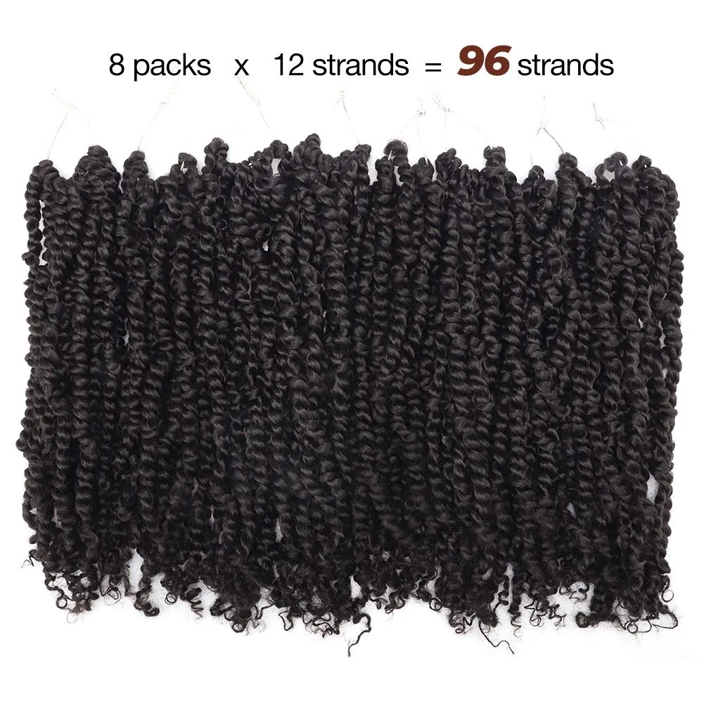 TOYOTRESS Tiana Passion Twist Hair Pre-Twisted 8 Packs 12 strands/pack) Pre-Looped Passion Twists Crochet Braids Made Of Bohemian Hair Synthetic Braiding Hair Extension (14 Inch (Pack of 8), 2)