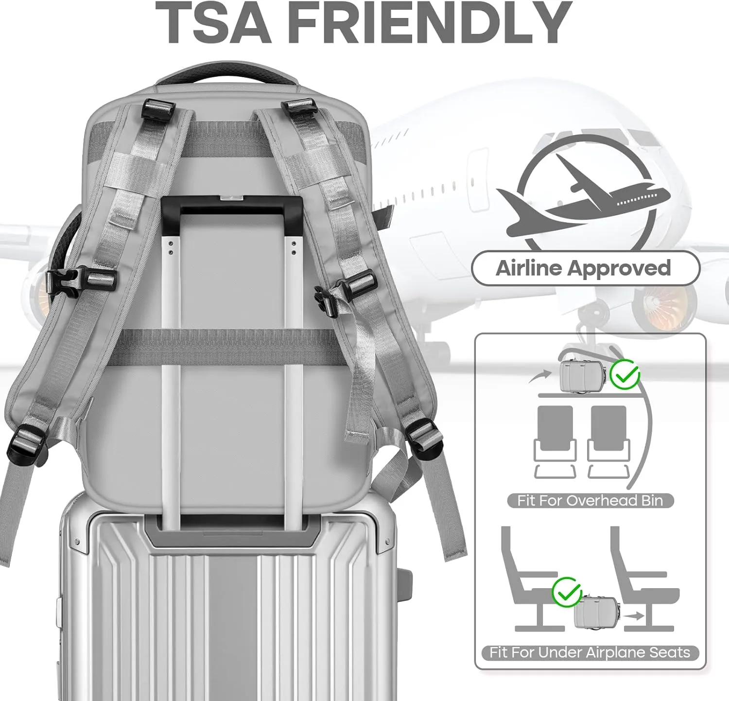 Travel Backpack, Grey, standard, Fashion