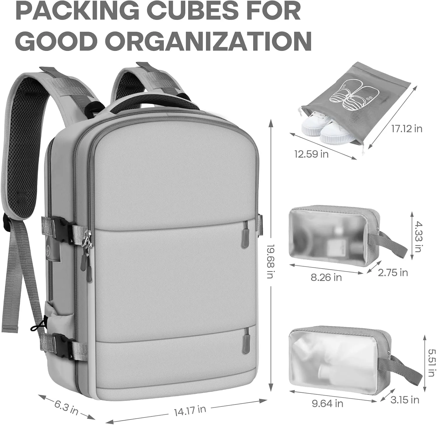 Travel Backpack, Grey, standard, Fashion