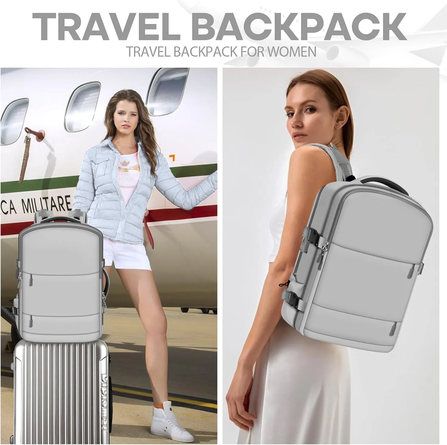Travel Backpack, Grey, standard, Fashion