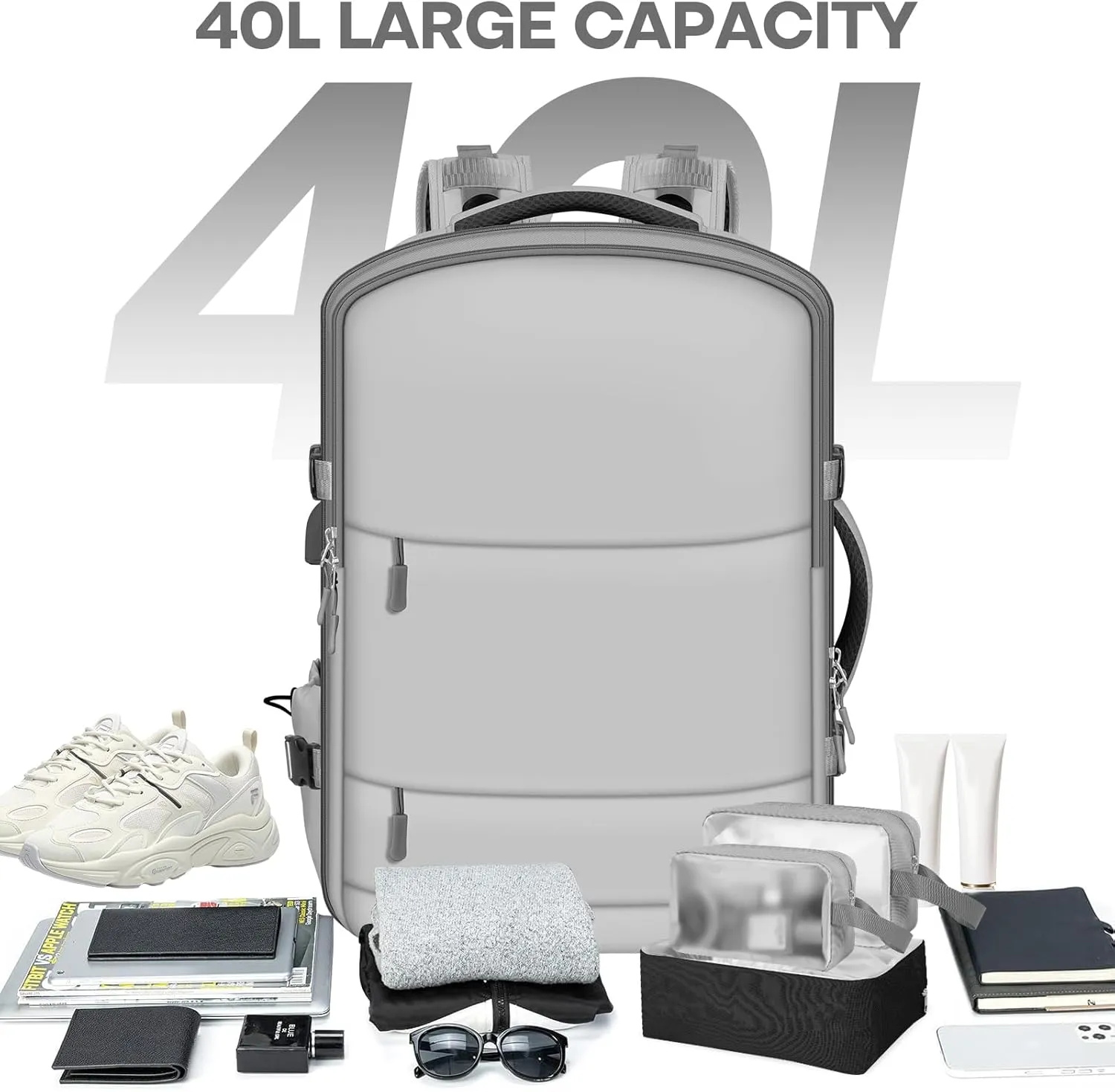 Travel Backpack, Grey, standard, Fashion