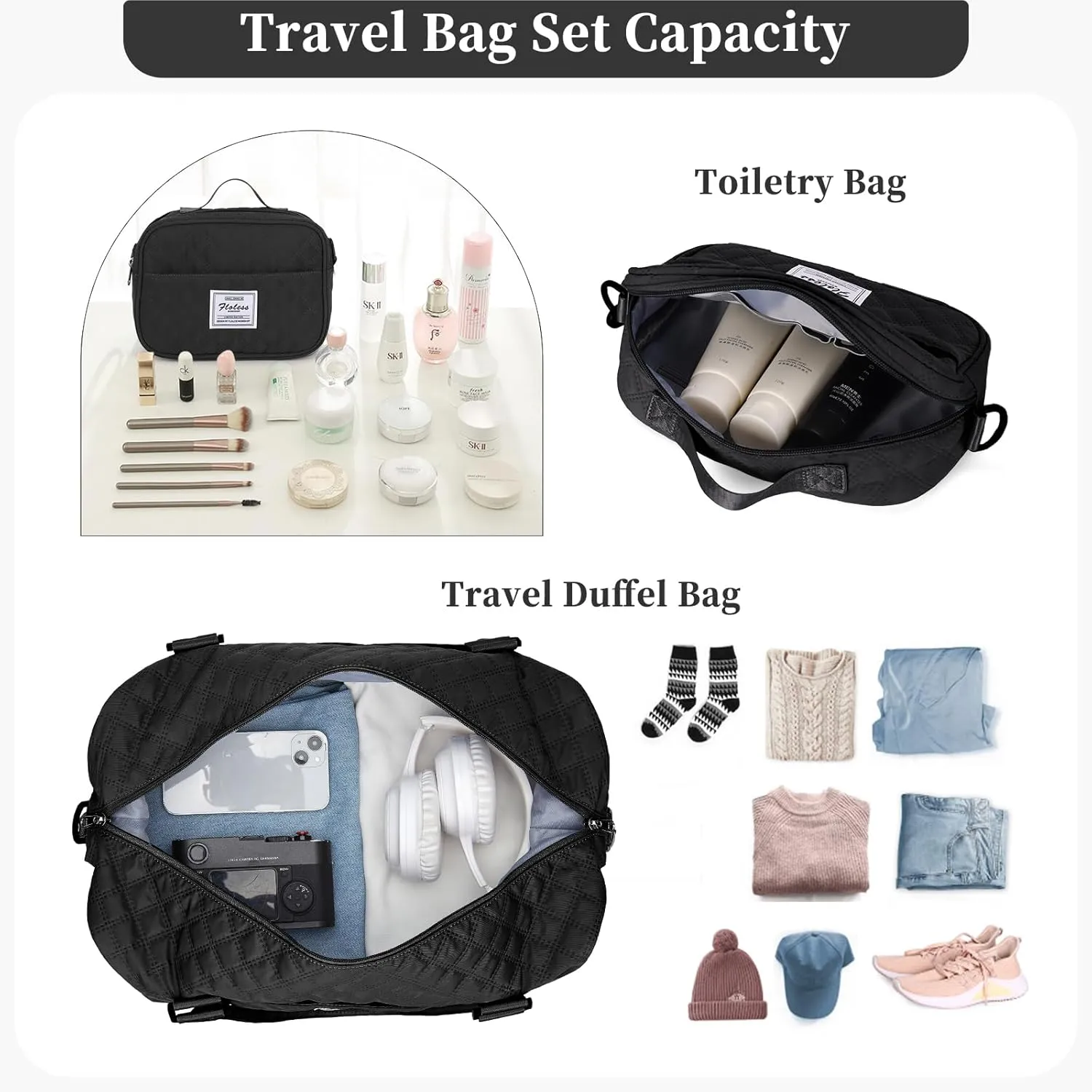 Travel Bag for Women, Overnight Duffel Weekender Bag with Toiletry Bag,Gym Bag with Wet Pocket,Personal Item Carry On Bag