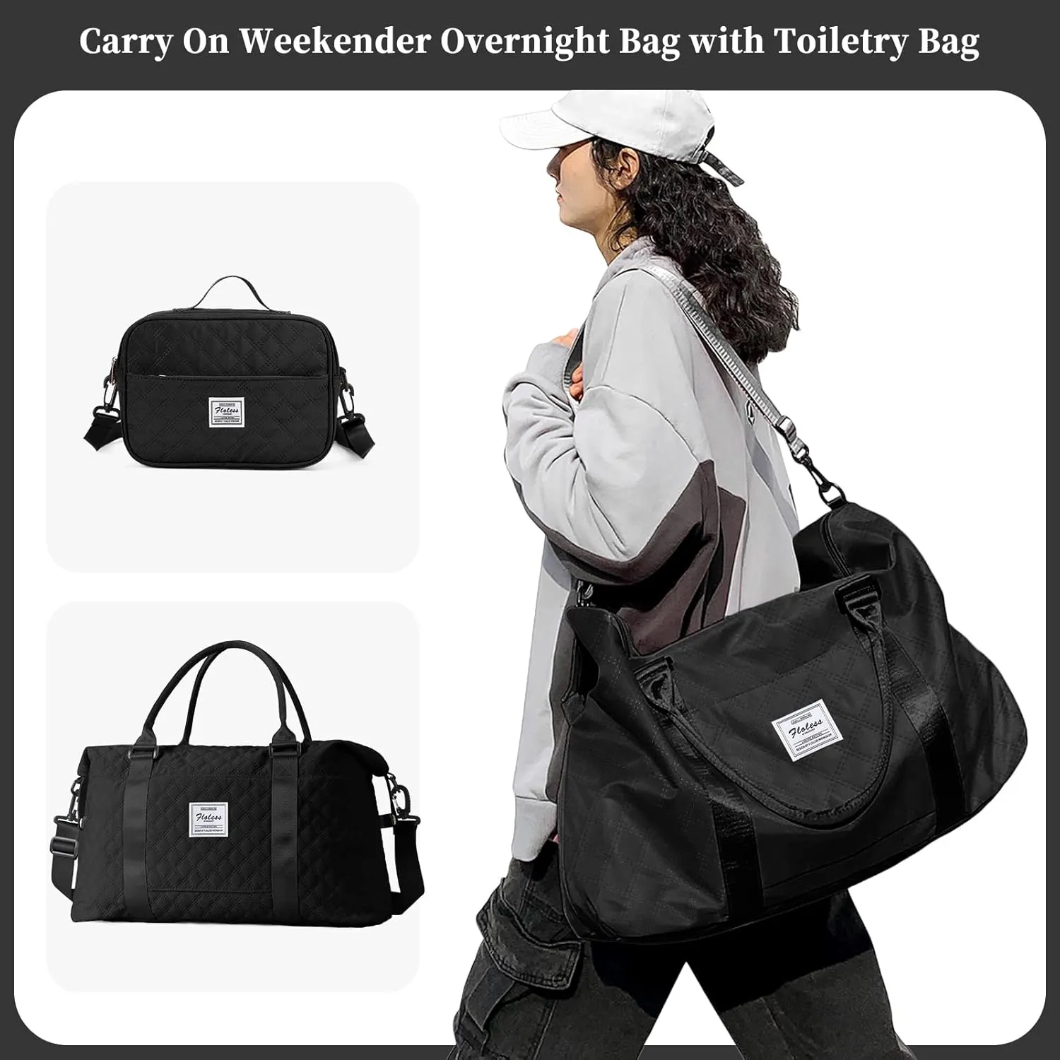 Travel Bag for Women, Overnight Duffel Weekender Bag with Toiletry Bag,Gym Bag with Wet Pocket,Personal Item Carry On Bag
