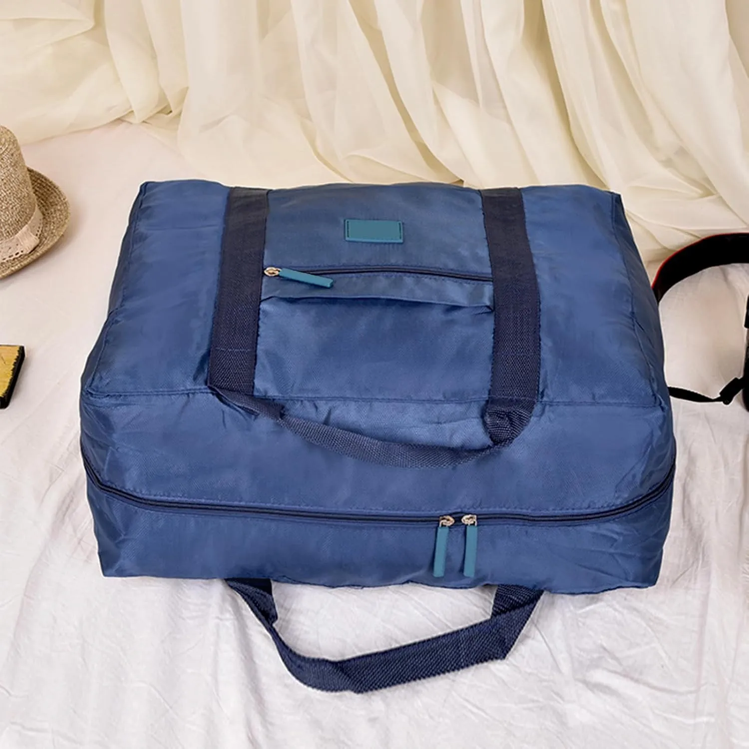 Travel Duffel Bag Lightweight Foldable Travel Bag for Women and Men Waterproof Tote Carry On Luggage Bag Weekender Overnight Bag (Blue)