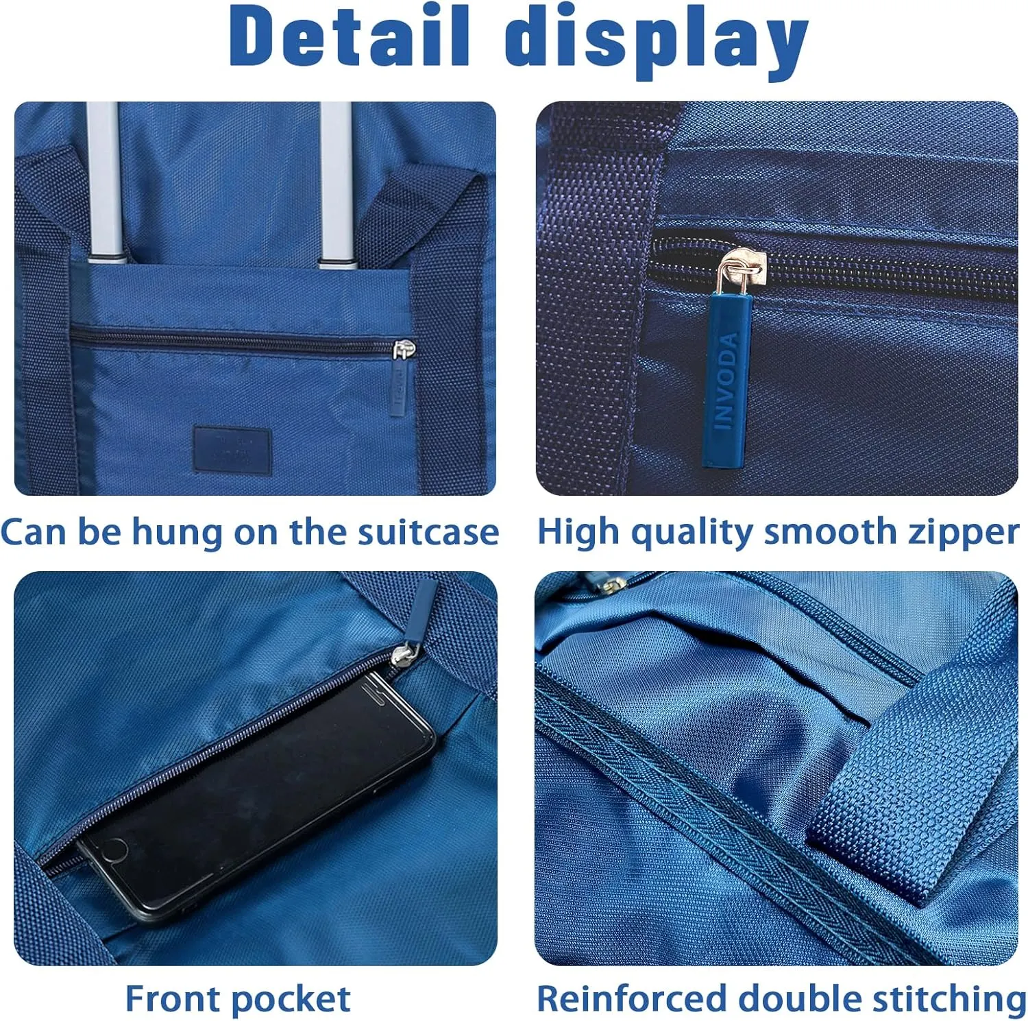 Travel Duffel Bag Lightweight Foldable Travel Bag for Women and Men Waterproof Tote Carry On Luggage Bag Weekender Overnight Bag (Blue)