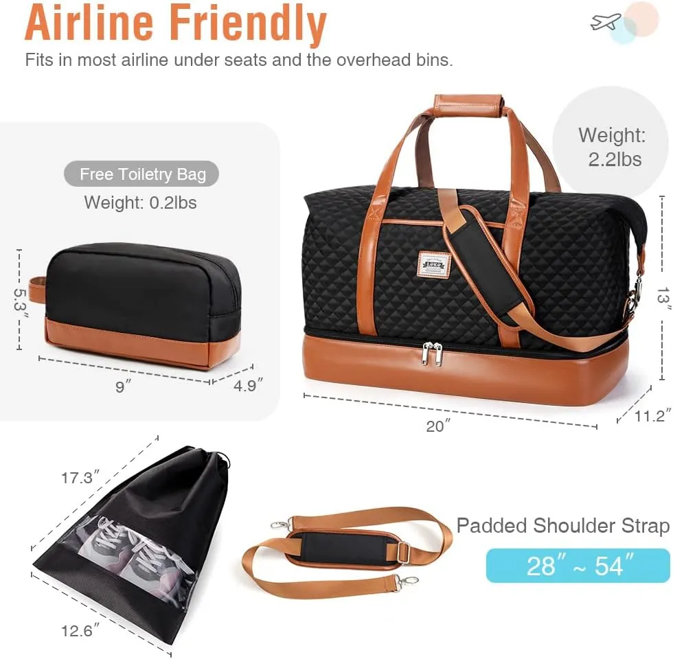 Travel Duffle Bag, Weekender Bags for Women Carry On Travel Bag Overnight Bag with Shoe Compartment Toiletry Bag