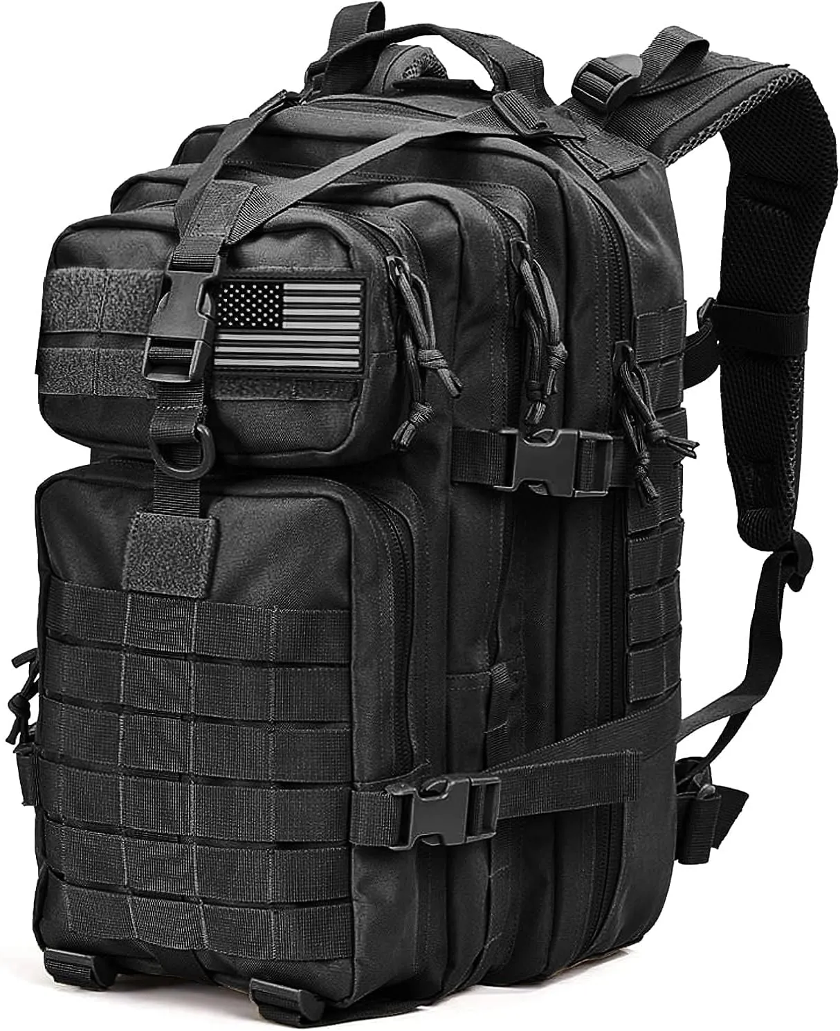 Tru Salute 45L Military Black Tactical Backpack Large Army 3 Day Assault Pack Molle Bugout Bag Rucksack Backpack Military Black