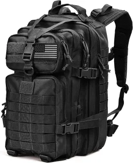 Tru Salute 45L Military Black Tactical Backpack Large Army 3 Day Assault Pack Molle Bugout Bag Rucksack Backpack Military Black