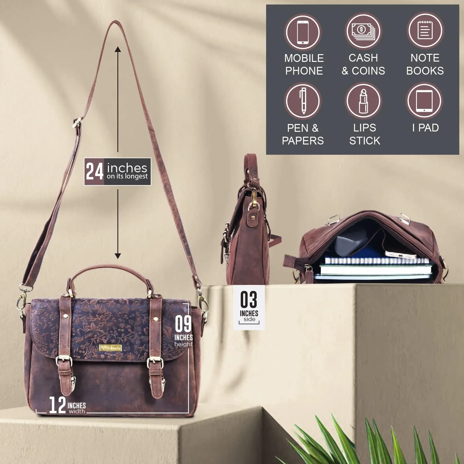 VALENCHI Leather Tote Bag For Women - Leather Handbags For Women - Trendy Ladies Shoulder Bag - Work, Travel