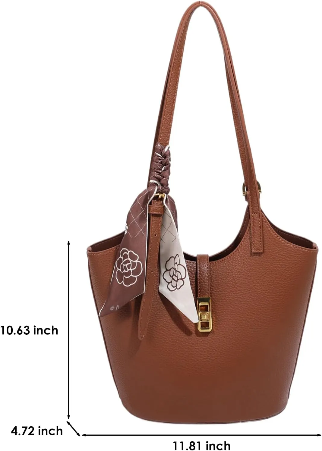 Vegan Leather Bucket Bag Designer Handbags for Women Hobo Bag 2 in 1 Scoop Neck Tote with Removable Pouch