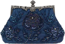 Vintage 1920s Beaded Evening Bag Pearl Clutch Bag for Women Sequin Handbag Bridal Wedding Purse Floral Shoulder Bag