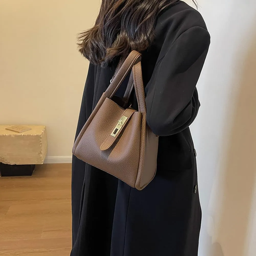 Vintage Bucket Bags Bucket Crossbody Purses For Women Small Trendy Bucket Handbag Mini Faux Leather Top Handle Bag