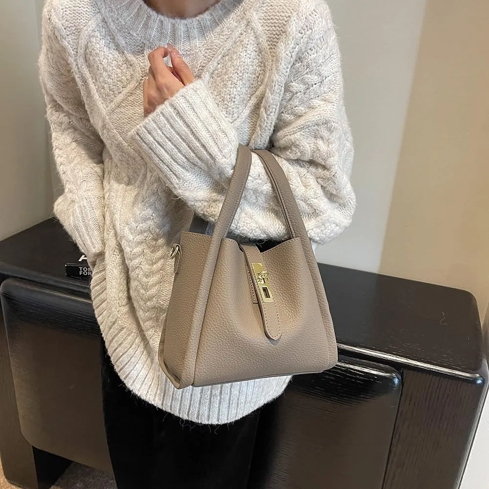Vintage Bucket Bags Bucket Crossbody Purses For Women Small Trendy Bucket Handbag Mini Faux Leather Top Handle Bag