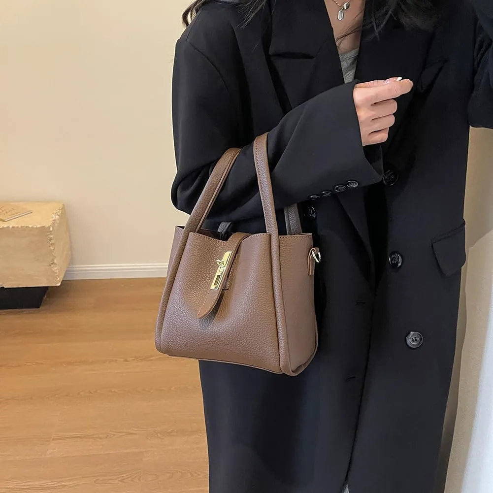 Vintage Bucket Bags Bucket Crossbody Purses For Women Small Trendy Bucket Handbag Mini Faux Leather Top Handle Bag