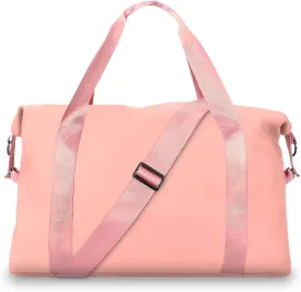 WALNEW Travel Duffle Bag for Women - Water-resistant Duffle Bag with Wet Pocket, Carry On Personal Item Travel Bag, Weekender Overnight Bag, Hospital Bag for Women Labor Delivery, Pink