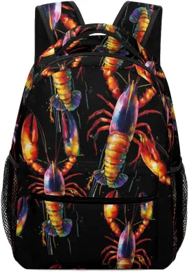 Watercolor Boston Lobster Travel Backpack Simple Daypack Waterproof Hiking Picnic Laptop Gym Bag