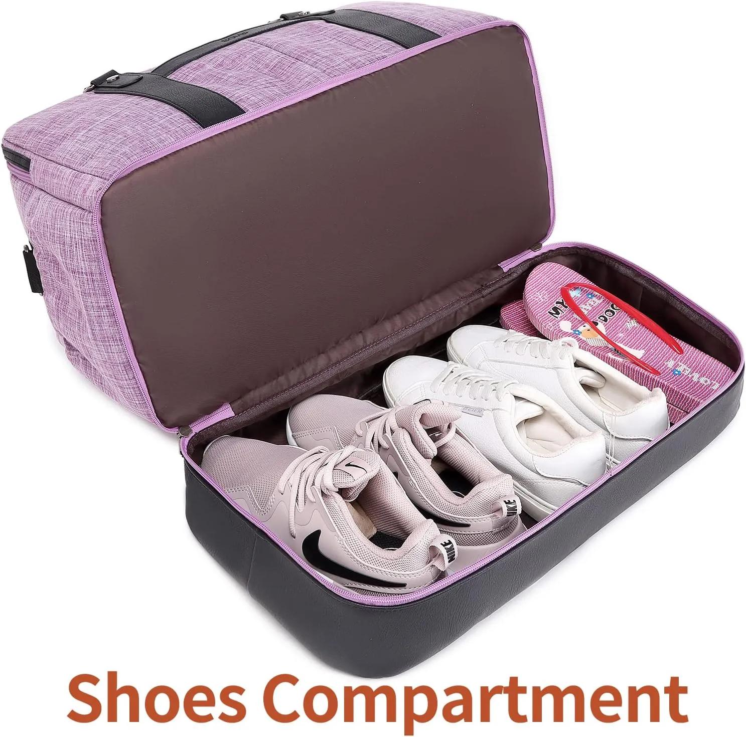 Weekender Bags for Women Overnight Bag Large Canvas Travel Duffel Bag with Shoe Compartment Carry On Tote Bag 3Pcs Set