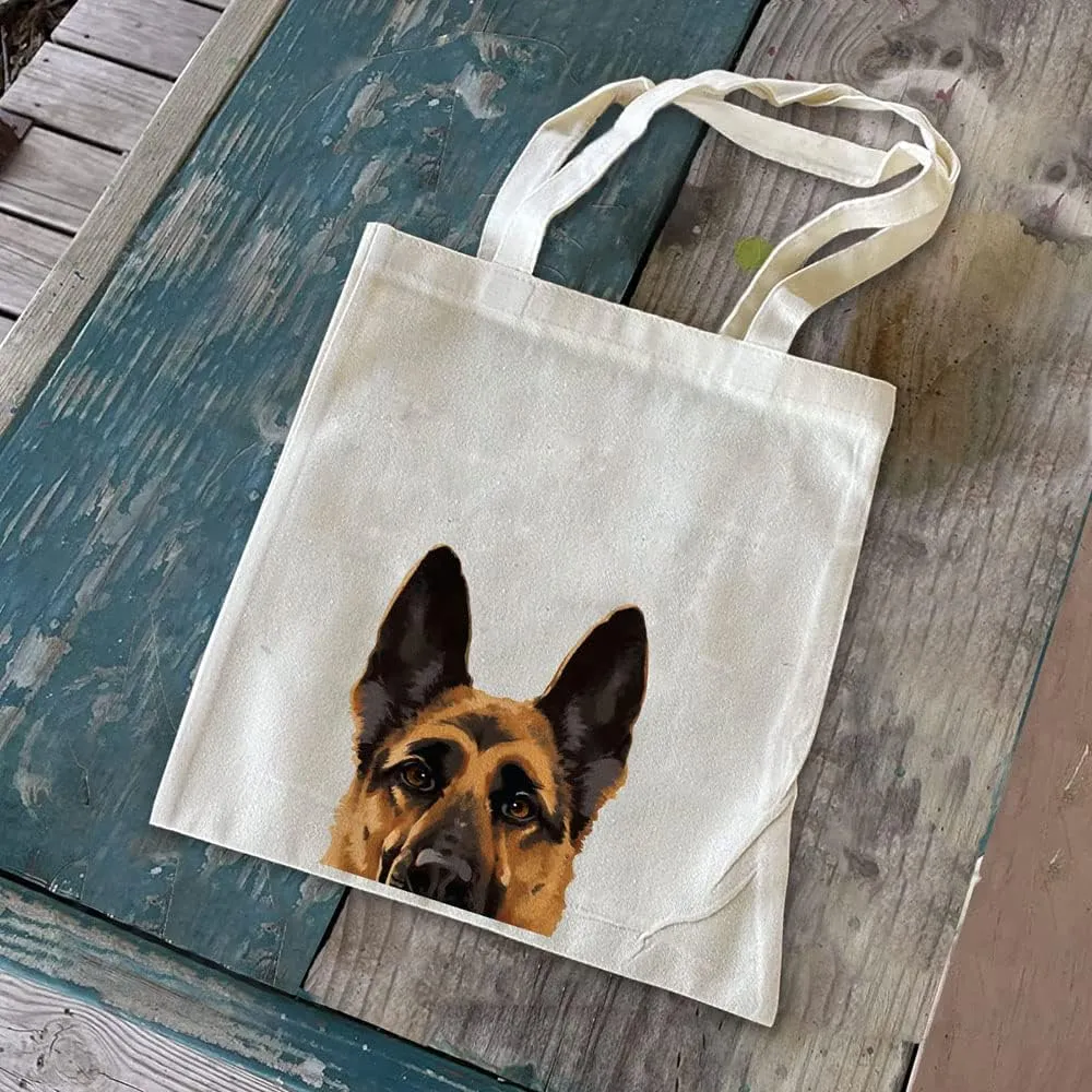 WIRESTER Reusable Canvas Tote Bag for Women Girls, Grocery Shopping Bag, Shoulder Bag, Travel Tote Bag, Dog Cat Animal