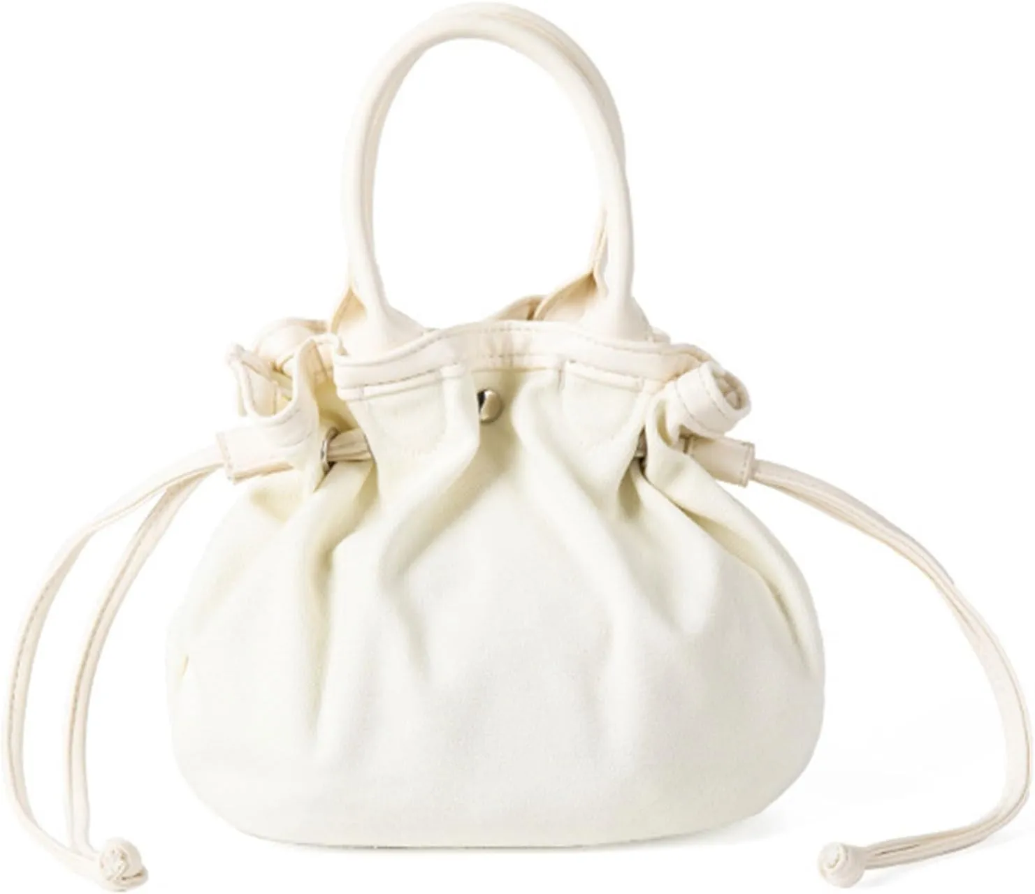 Woman HandbagWomen Bag Solid Color Bucket Bag Top Handle Bag Korean Styles Bag Drawstring Handbag All-Matching Canvas Bag