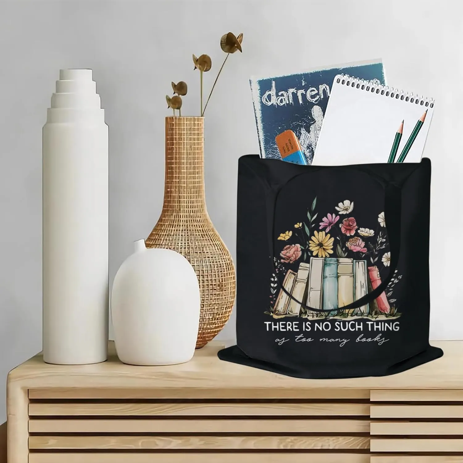 Women Canvas Tote Bag For Book Lovers Gifts for Readers Flower Cute Aesthetic Shopping Grocery Reusable Tote Bags