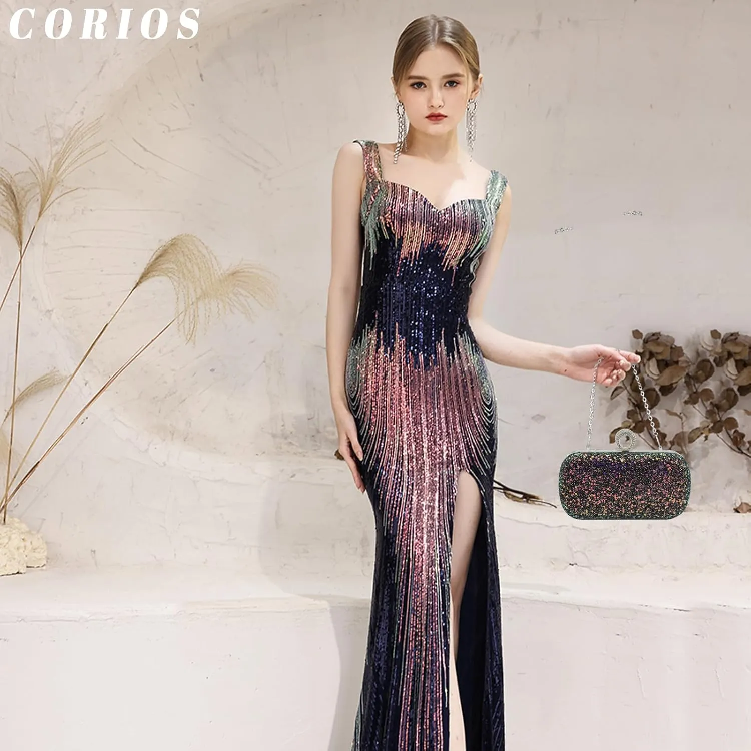 Women Clutch Bag Sequin Evening Bag Ladies Sparkly Handbag Bridal Wedding Purse Glitter Shoulder Bag