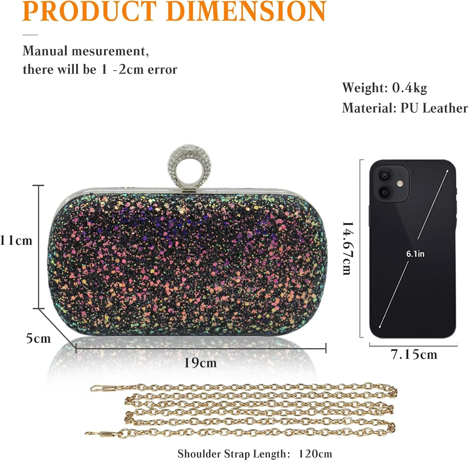 Women Clutch Bag Sequin Evening Bag Ladies Sparkly Handbag Bridal Wedding Purse Glitter Shoulder Bag