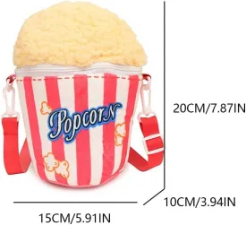 Women Creative Crossbody Bag Adjustable Strap Plush Popcorn Satchel Bag Small Popcorn Sling Bag Female Outdoor Bag